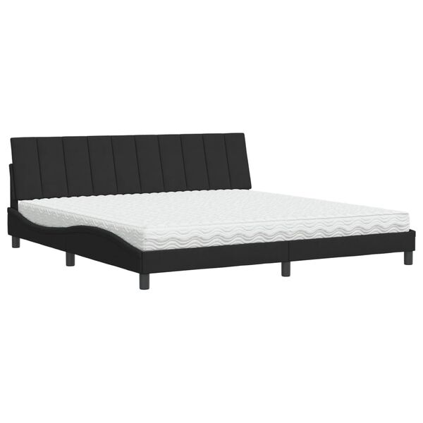 vidaXL Bed with Mattress "Hanko" Black 200x200 cm Velvet