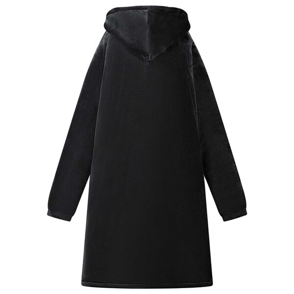 vidaXL Filt-hoodie Svart L Fleece och Flanell