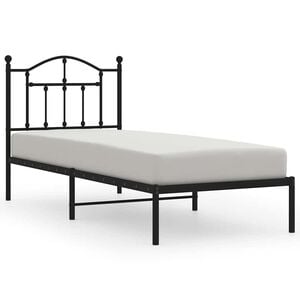vidaXL S&auml;ngram med huvudgavel metall svart 90x190 cm