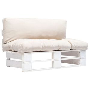 vidaXL Pallsoffa med dynor sandfärgad massiv furu