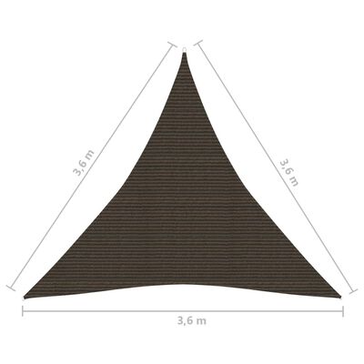 vidaXL Solsegel 160 g/m² brun 3,6x3,6x3,6 m HDPE