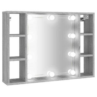 vidaXL Spegelskåp med LED grå sonoma 76x15x55 cm