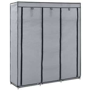 vidaXL Garderob med fack och st&auml;nger gr&aring; 150x45x175 cm tyg
