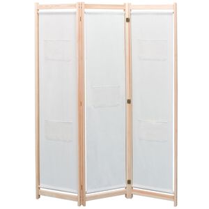 vidaXL Rumsavdelare 3 paneler gr&auml;ddvit 120x170x4 cm tyg