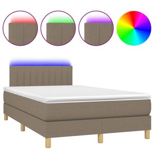 vidaXL Rams&auml;ng med madrass & LED taupe 120x200 cm tyg