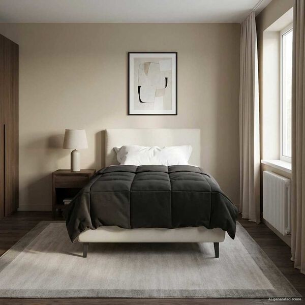 vidaXL Full &Aring;rs-Duvet Quiltad Antracit 135 x 220 cm Mikrofiber