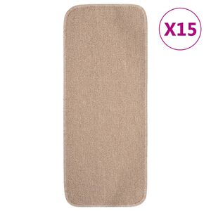 vidaXL Trappstegsmattor halkfri 15 st 60x25 cm beige rektangul&auml;r