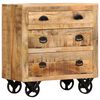 vidaXL Byrå med hjul 70x40x75 cm massivt mangoträ