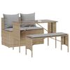 vidaXL Matgrupp f&ouml;r tr&auml;dg&aring;rden 3 delar med dynor beige konstrotting