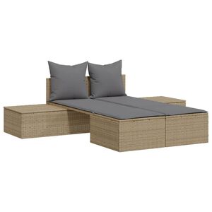 vidaXL Dubbel sols&auml;ng med dynor beige konstrotting