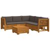 vidaXL Utomhussoffset med kudde 6 Stycke Brun Massivt Akaciatr&auml;