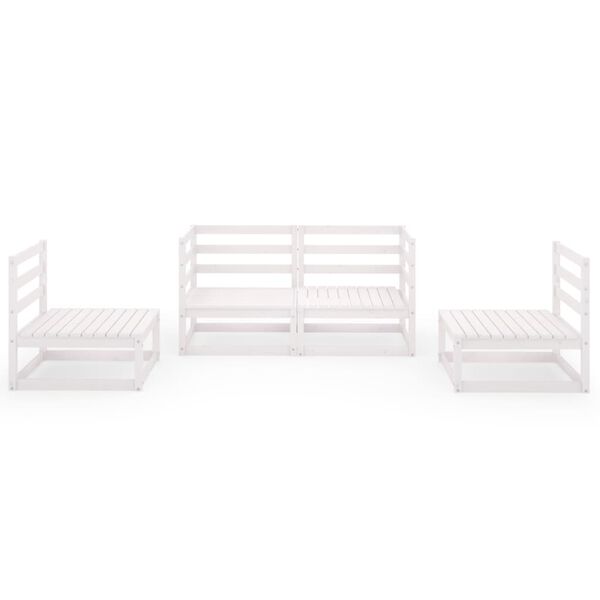 vidaXL Loungegrupp f&ouml;r tr&auml;dg&aring;rden 4 delar vit massiv furu