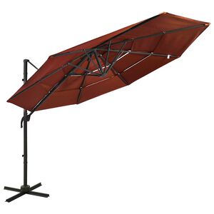 vidaXL Tr&auml;dg&aring;rdsparasoll 4-niv&aring;er aluminiumst&aring;ng terrakotta 3x3 m