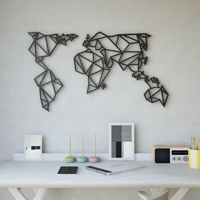 Homemania Väggdekoration World 100x58 cm svart stål