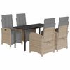 vidaXL Matgrupp f&ouml;r tr&auml;dg&aring;rden med dynor 5 delar beige konstrotting