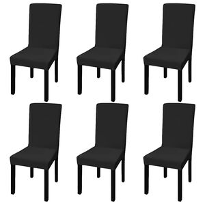 vidaXL Stols&ouml;verdrag rak modell stretch 6 st svart