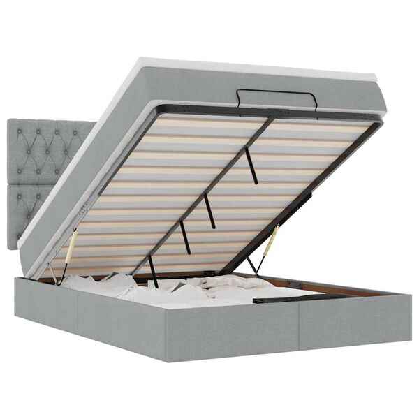 vidaXL Ottoman s&auml;ngram med madrass ljusgr&aring; 140x190 cm tyg