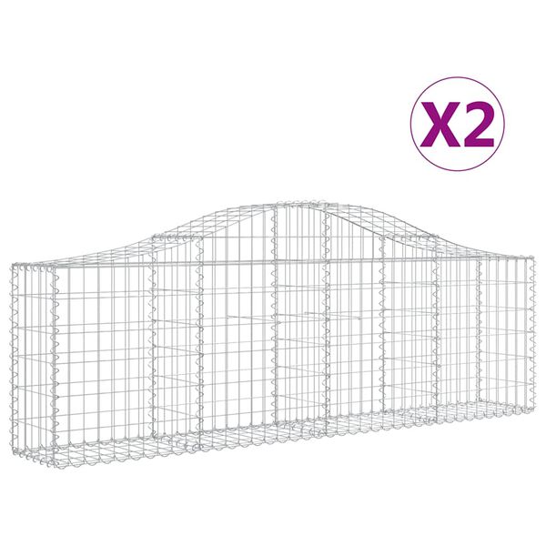 vidaXL Gabion bågformad 2 st 200x30x60/80 cm galvaniserat järn