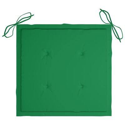 vidaXL Matstolar 4 st med gröna dynor massiv teak