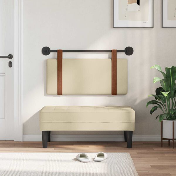 vidaXL H&auml;ngande Huvudgavel V&auml;ggmonterad Kr&auml;m 90 x 55 x 5 cm Antik PU