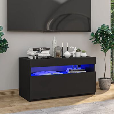 vidaXL Tv-bänk med LED-belysning svart 75x35x40 cm