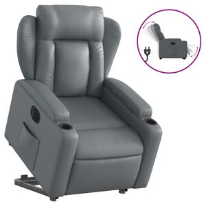 vidaXL Reclinerf&aring;t&ouml;lj med uppresningshj&auml;lp gr&aring; konstl&auml;der