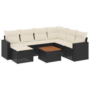vidaXL Loungegrupp f&ouml;r tr&auml;dg&aring;rden med dynor 8 delar svart konstrotting