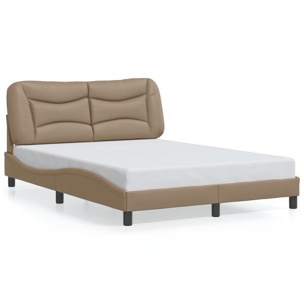 vidaXL Bed Frame without Mattress "Hvar" Cappuccino 140x200 cm Faux Leather