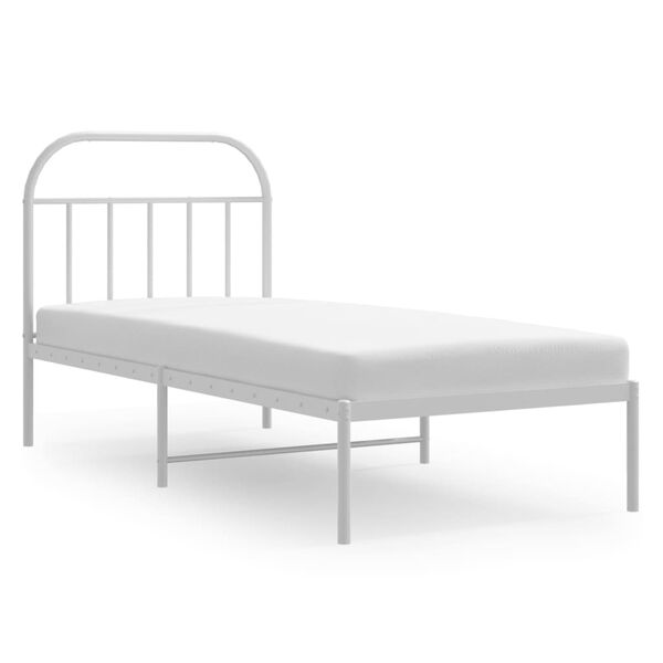 vidaXL Sängram med huvudgavel metall vit 90x190 cm