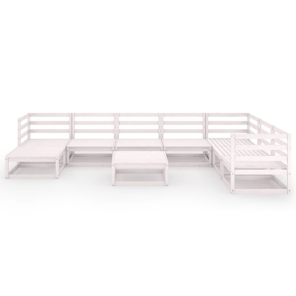 vidaXL Loungegrupp 9 delar vit massiv furu