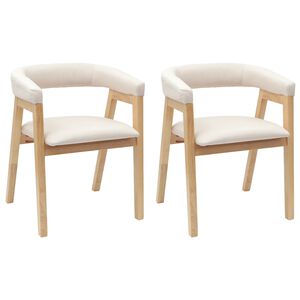 vidaXL Matstolar 2 pcs Naturf&auml;rg 54 x 57 x 73 cm Massiv Gummitr&auml;