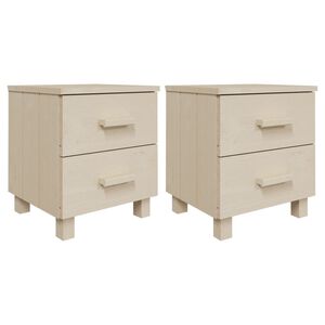 vidaXL S&auml;ngbord HAMAR 2 st honungsbrun 40x35x44,5cm massivt tr&auml;