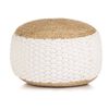 vidaXL V&auml;vd/stickad puff jute bomull 50x35 cm vit