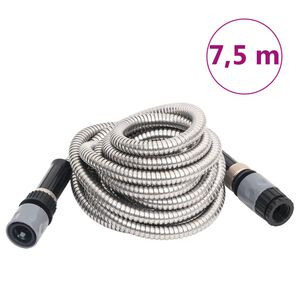 vidaXL Slang med sprutmunstycke silver 0,6" 7,5 m rostfritt st&aring;l