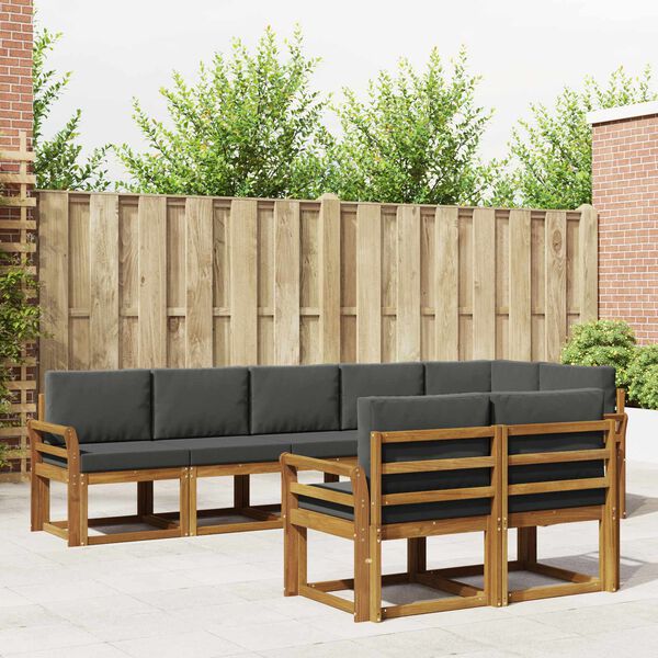 vidaXL Utomhussoffset med kudde 8 pcs Naturlig och Antracit