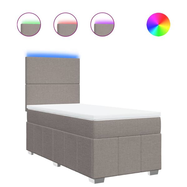 vidaXL Rams&auml;ng med madrass taupe 90x200 cm tyg