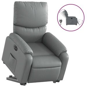vidaXL Reclinerf&aring;t&ouml;lj med uppresningshj&auml;lp gr&aring; konstl&auml;der