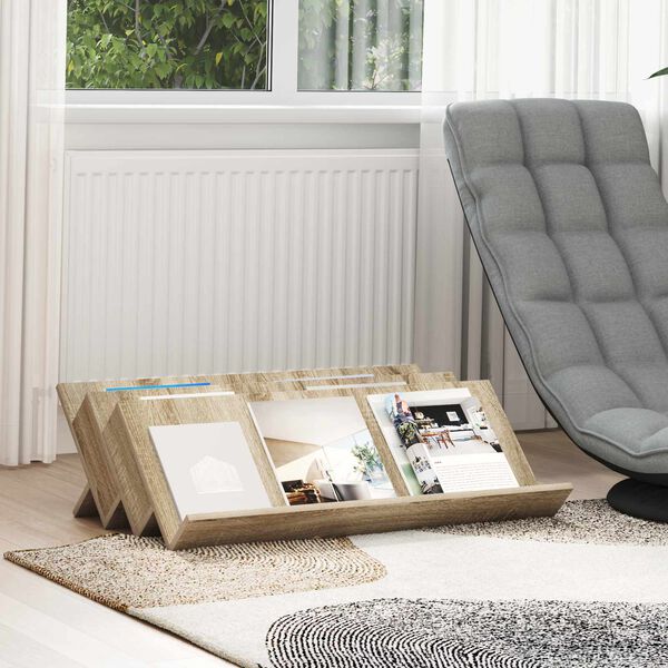 vidaXL Tidningshylla Sonoma-ek 90 x 53 x 28,5 cm Konstruerat tr&auml;