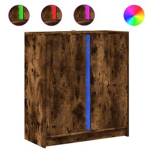 vidaXL Sk&auml;nk med LED r&ouml;kf&auml;rgad ek 77x34x85 cm konstruerat tr&auml;