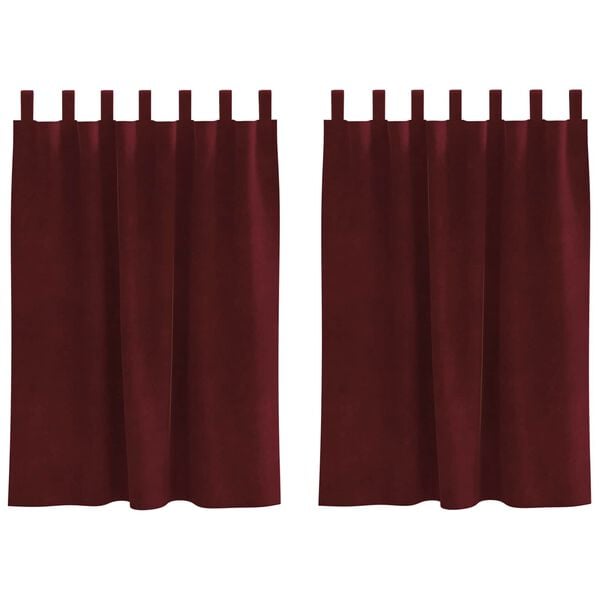 vidaXL M&ouml;rkl&auml;ggningsgardiner 2 pcs Vinr&ouml;d 140 x 140 cm Sammet