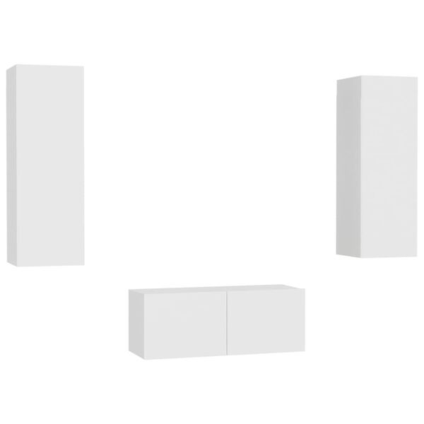 vidaXL Tv-sk&aring;p 3 delar vit konstruerat tr&auml;