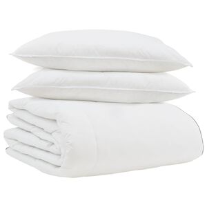 vidaXL Vinter T&auml;cke med kudde 3 pcs Vit Dunfj&auml;der