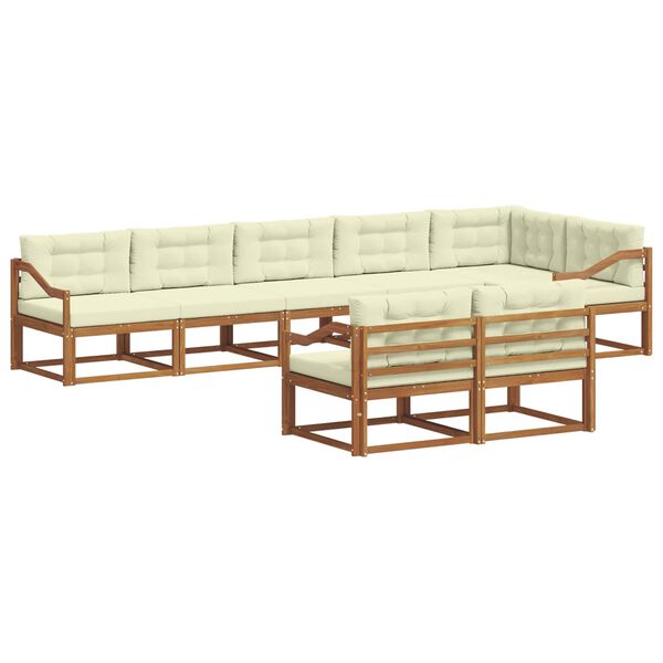 vidaXL Utomhussoffset med kudde 8 pcs Naturlig och Gr&auml;dde