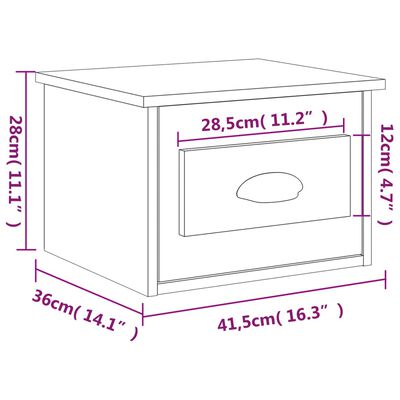 vidaXL Väggmonterat sängbord vit högglans 41,5x36x28 cm