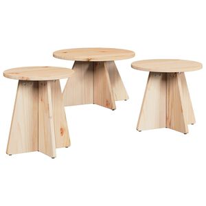 vidaXL Kaffeebord 3 st Naturf&auml;rg 49 x 49 x 30 cm
