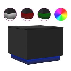 vidaXL Soffbord med LED svart 50x50x40 cm