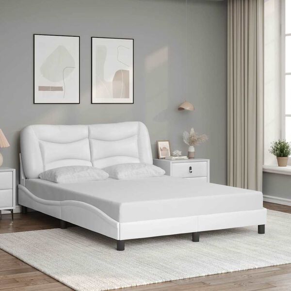 vidaXL Bed Frame without Mattress "Hvar" White 140x200 cm Faux Leather