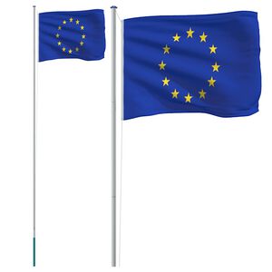 vidaXL Europas flagga med flaggst&aring;ng 6,08 m aluminium