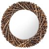 vidaXL V&auml;ggspegel rund 60 cm teak