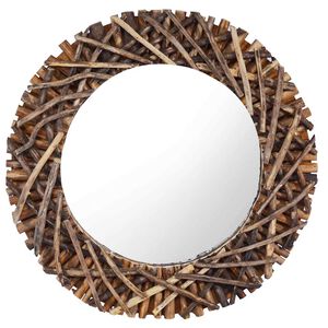 vidaXL V&auml;ggspegel rund 60 cm teak